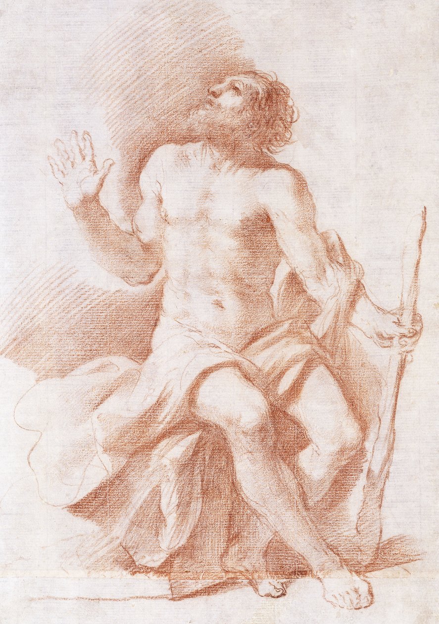 القديس بول الناسك ، ينظر إلى اليسار ويمسك عصا ، c.1637-8 بواسطة جويرسينو