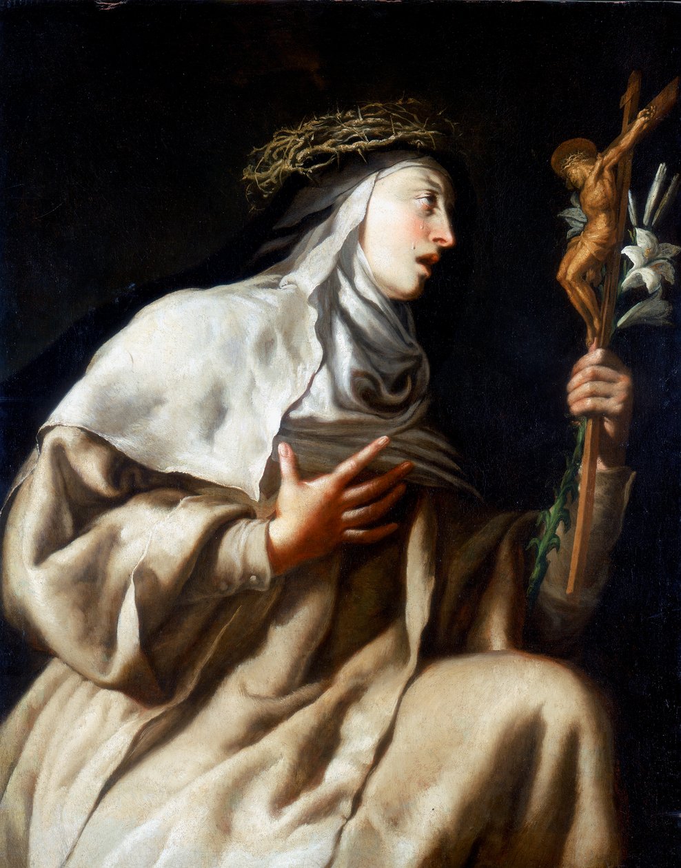 القديسة تريزا من أفيلا أمام الصليب ، c1621-1663 بواسطة جيدو كاجناتشي