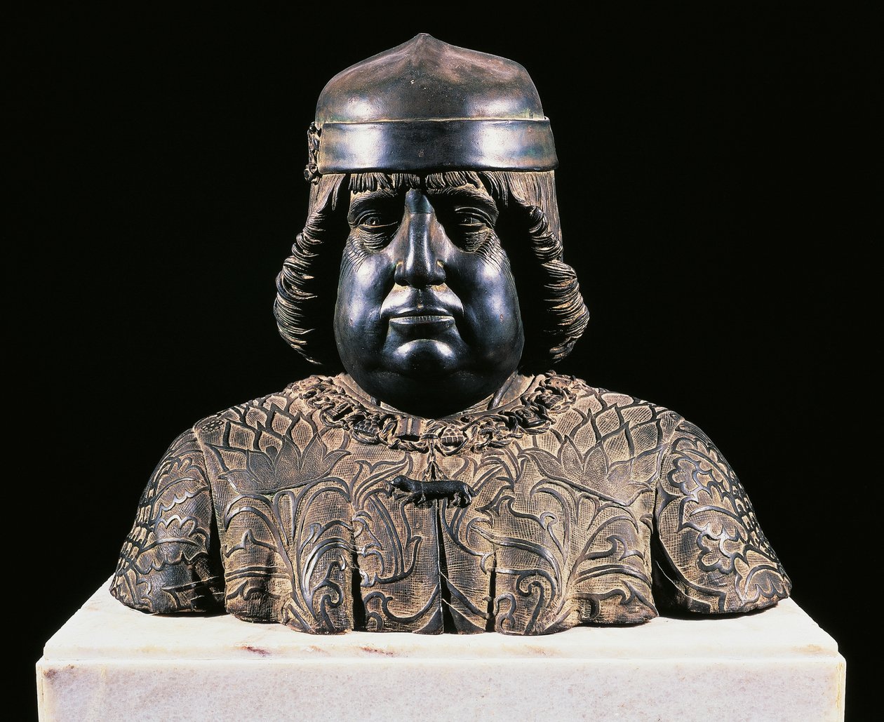 تمثال نصفي لألفونسو من أراغون ، حوالي 1490 ، بواسطة جويدو ماتسوني (حوالي 1450-1518) ، نحت برونزي ، ارتفاع 42 سم ، إيطاليا بواسطة جيدو ماتسوني
