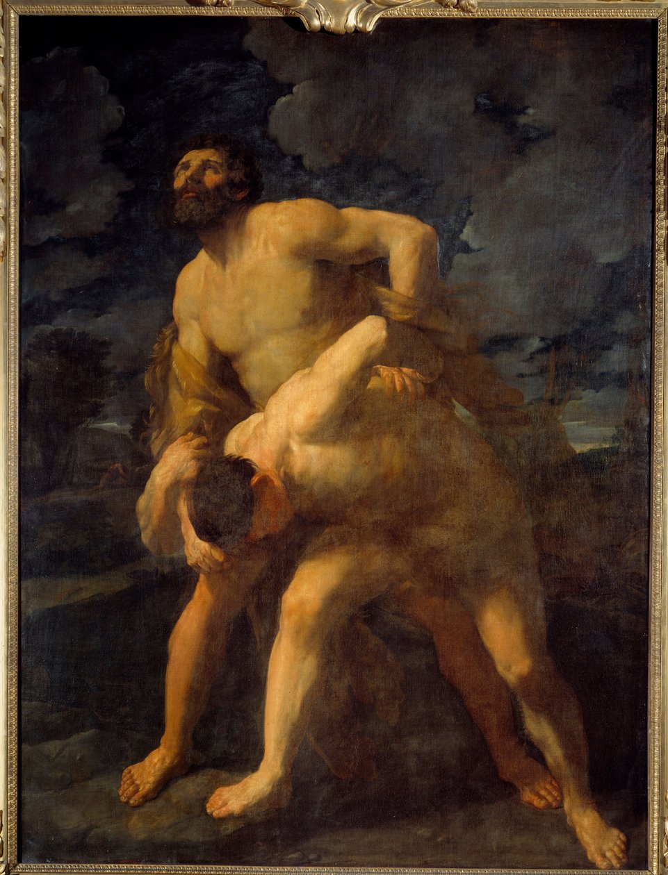 يكافح هرقل مع أخيلوس هرقل على سطح النهر اليوناني. اللوحة بواسطة Guido Reni dit le Guide (1575-1642) 1620 Sun. 2،61 X 1،92 م بواسطة جويدو ريني