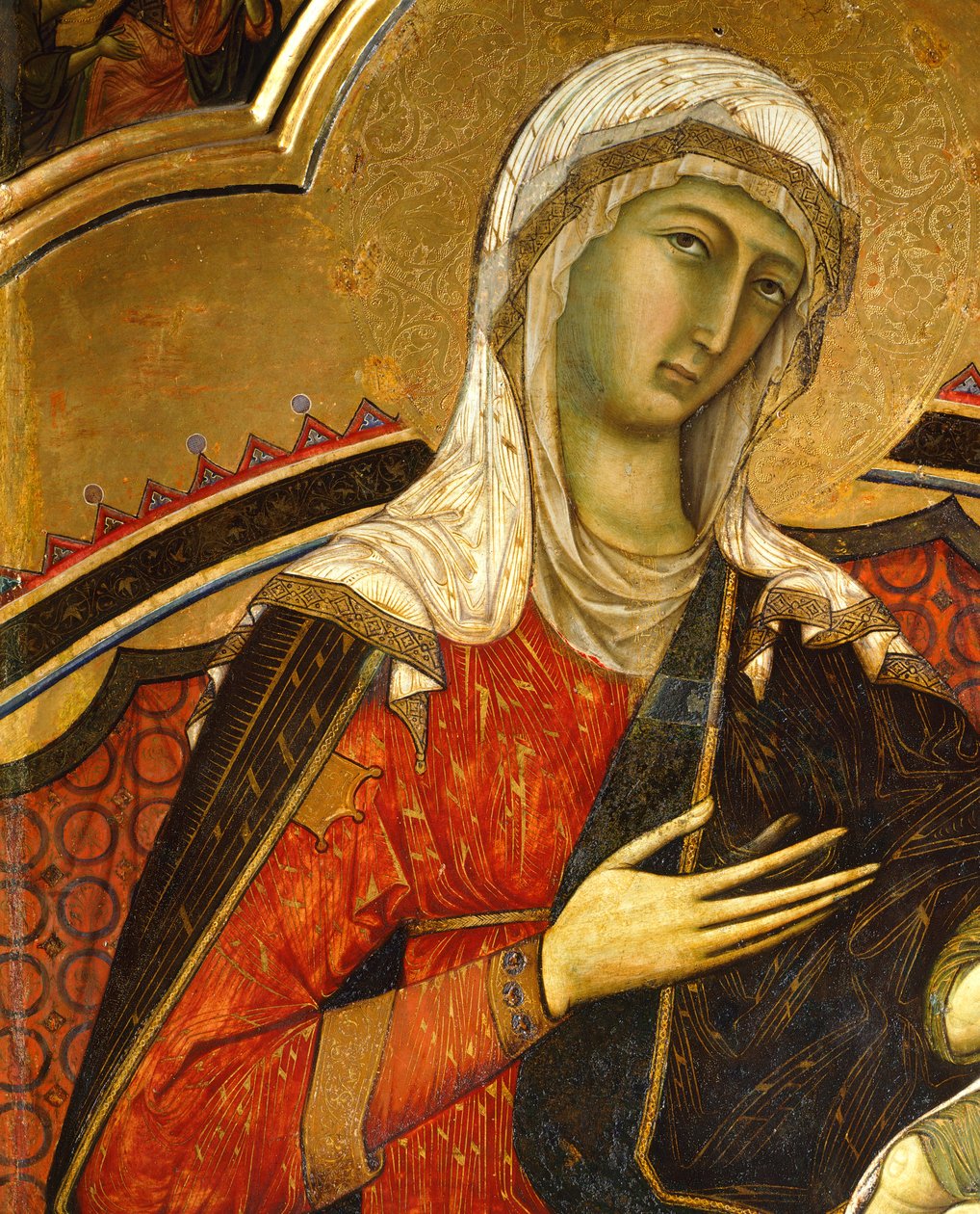 وجه ماري ، تفاصيل من Majesty لـ Guido da Siena (حوالي 1230-كاليفورنيا 1290) ، تفاصيل ، Hall of Pillars ، Palazzo Pubblico (Town Hall) ، سيينا بواسطة جويدو دا سيينا