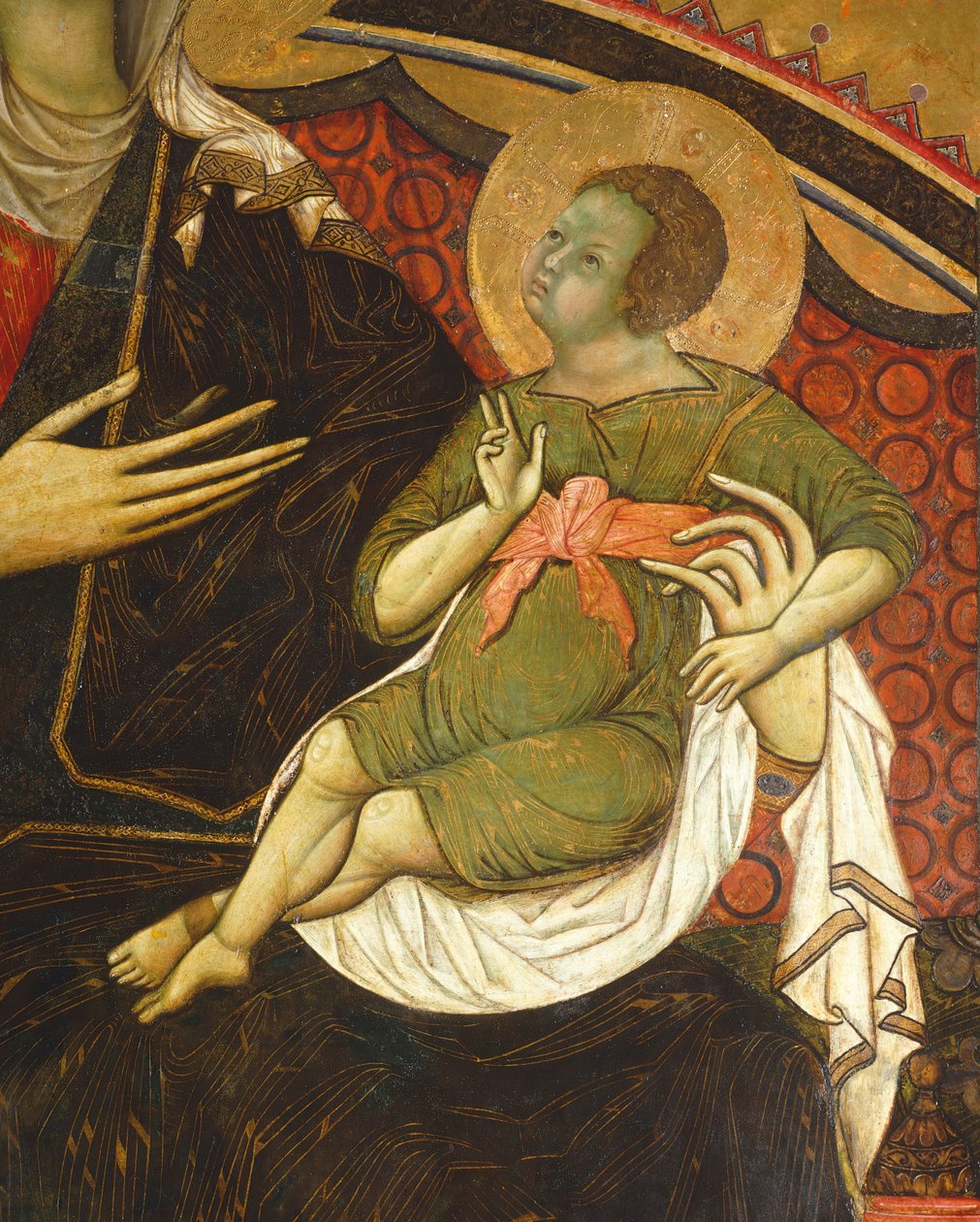 الطفل يسوع ، تفاصيل من Majesty بواسطة Guido da Siena (حوالي 1230-كاليفورنيا 1290) Hall of Pillars ، Palazzo Pubblico (Town Hall) ، سيينا بواسطة جويدو دا سيينا