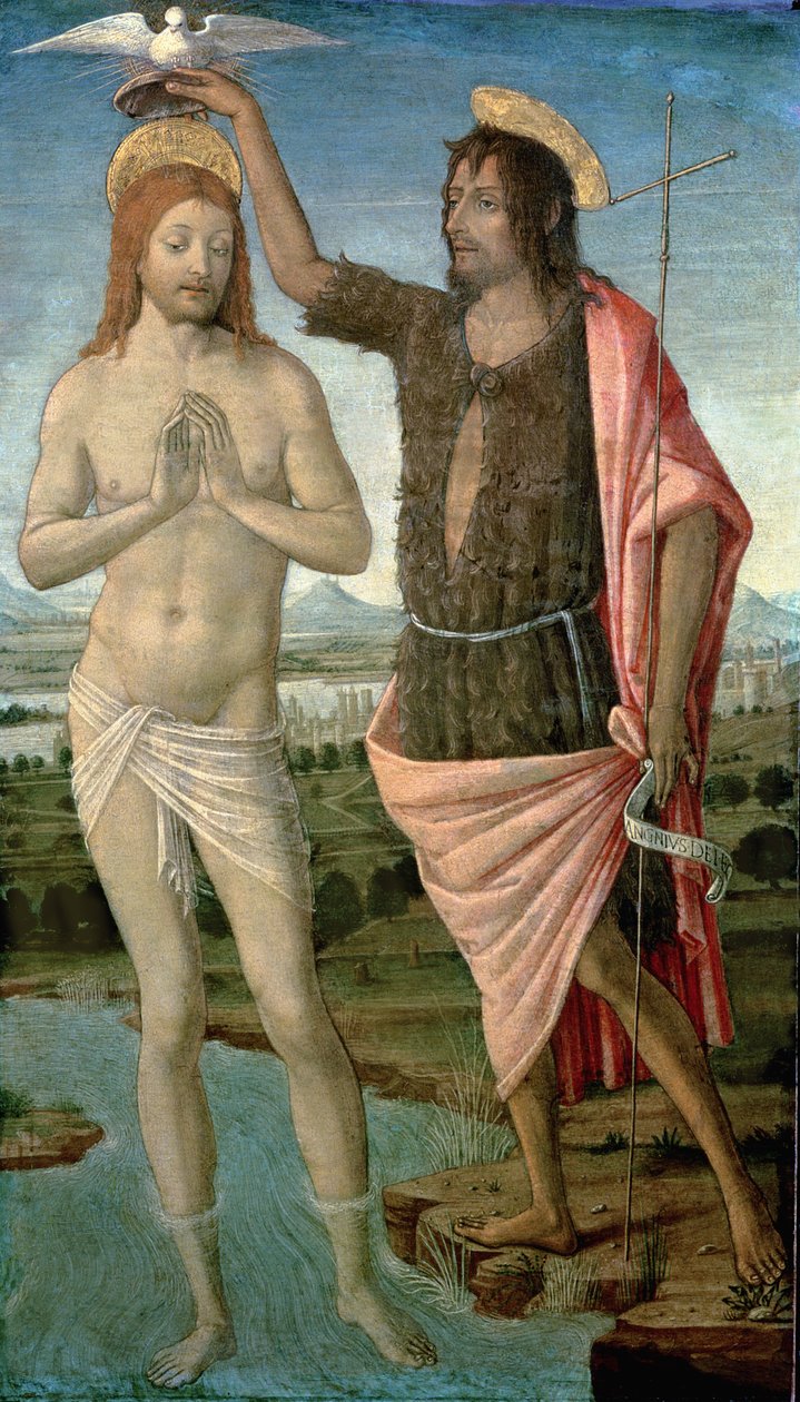 معمودية المسيح 1486 (درجة الحرارة على اللوحة) بواسطة Guidoccio di Giovanno Cozzarelli
