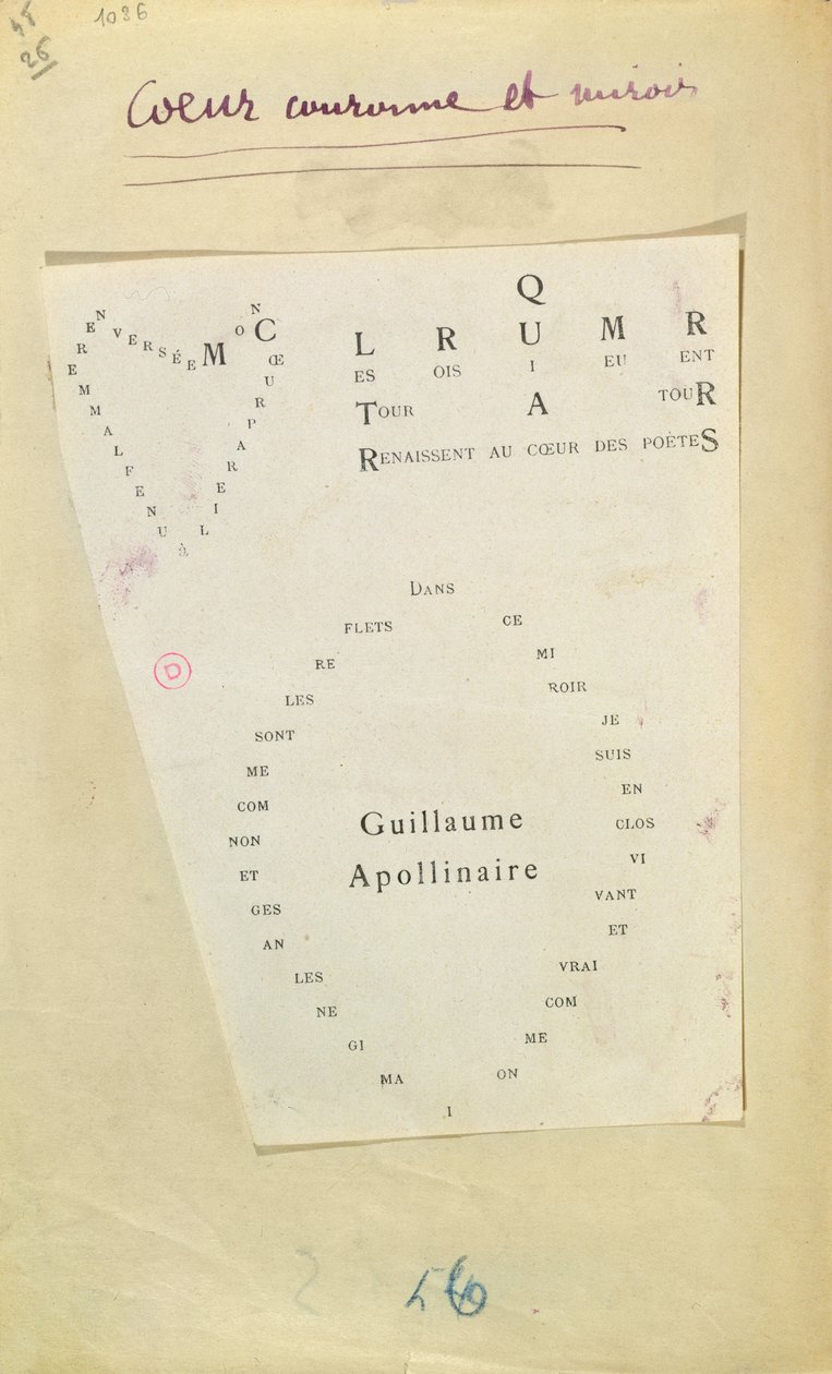صفحة مقتطعة من "Et Moi aussi Je Suis Peintre" ، 1914 (حبر على ورق) بواسطة غيوم أبولينير