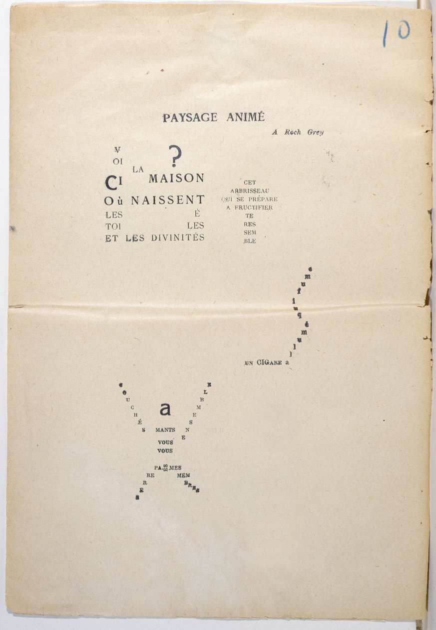 نسخة مُثبتة من صفحة من "Et Moi aussi Je Suis Peintre" ، 1914 (حبر على ورق) بواسطة غيوم أبولينير