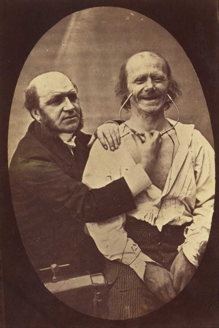 آلية علم الفراسة البشرية أو التحليل الكهربائي الفسيولوجي للتعبير عن المشاعر بواسطة Guillaume Benjamin Armand Duchenne de Boulogne