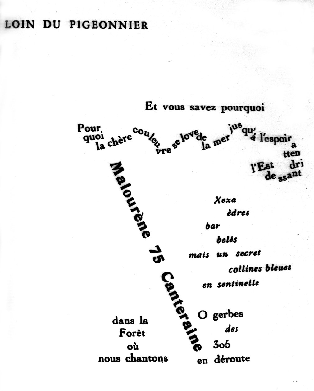Calligram بواسطة Guillaume Apollinaire (1880-1918): "" بعيدًا عن الحمير "" بواسطة غيوم أبولينير