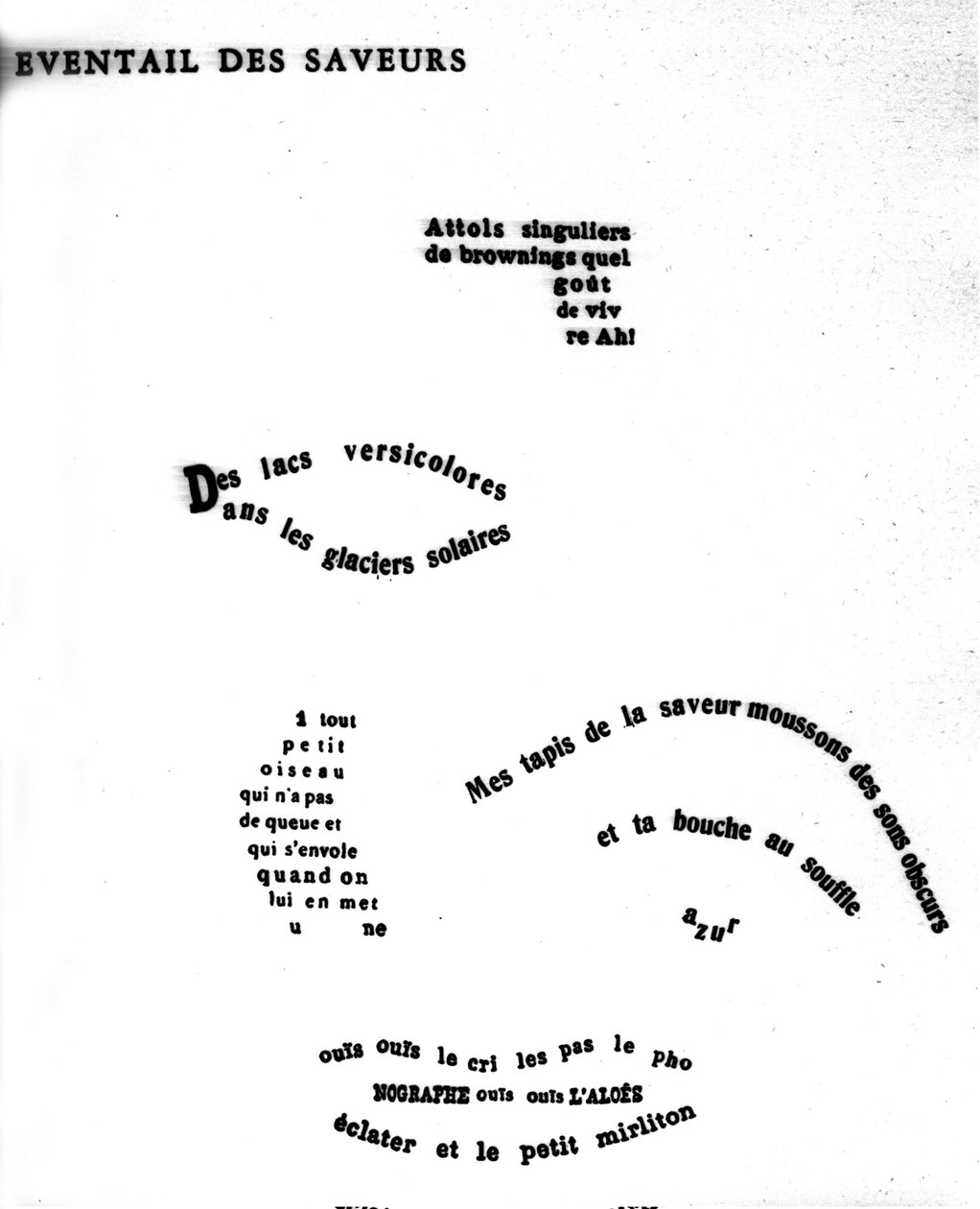 Calligram لغيوم أبولينير (1880-1918) يصور وجهًا: "حدث النكهات" بواسطة غيوم أبولينير