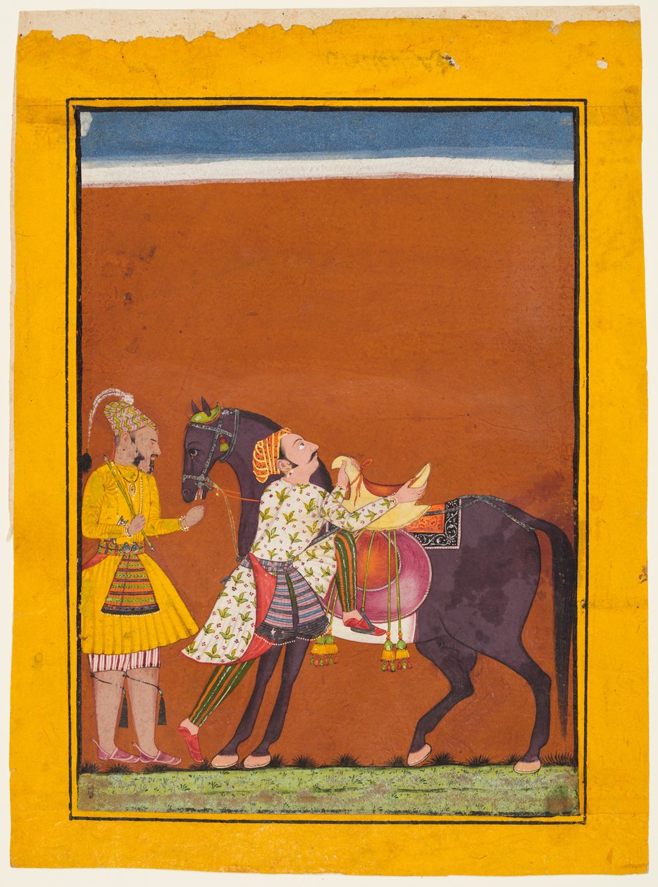 محارب يركب حصانًا: Saindhava Ragaputra of Shri ، من Chamba Ragamala بواسطة غيوم بنجامين أماند دوشين (دو بولوني)