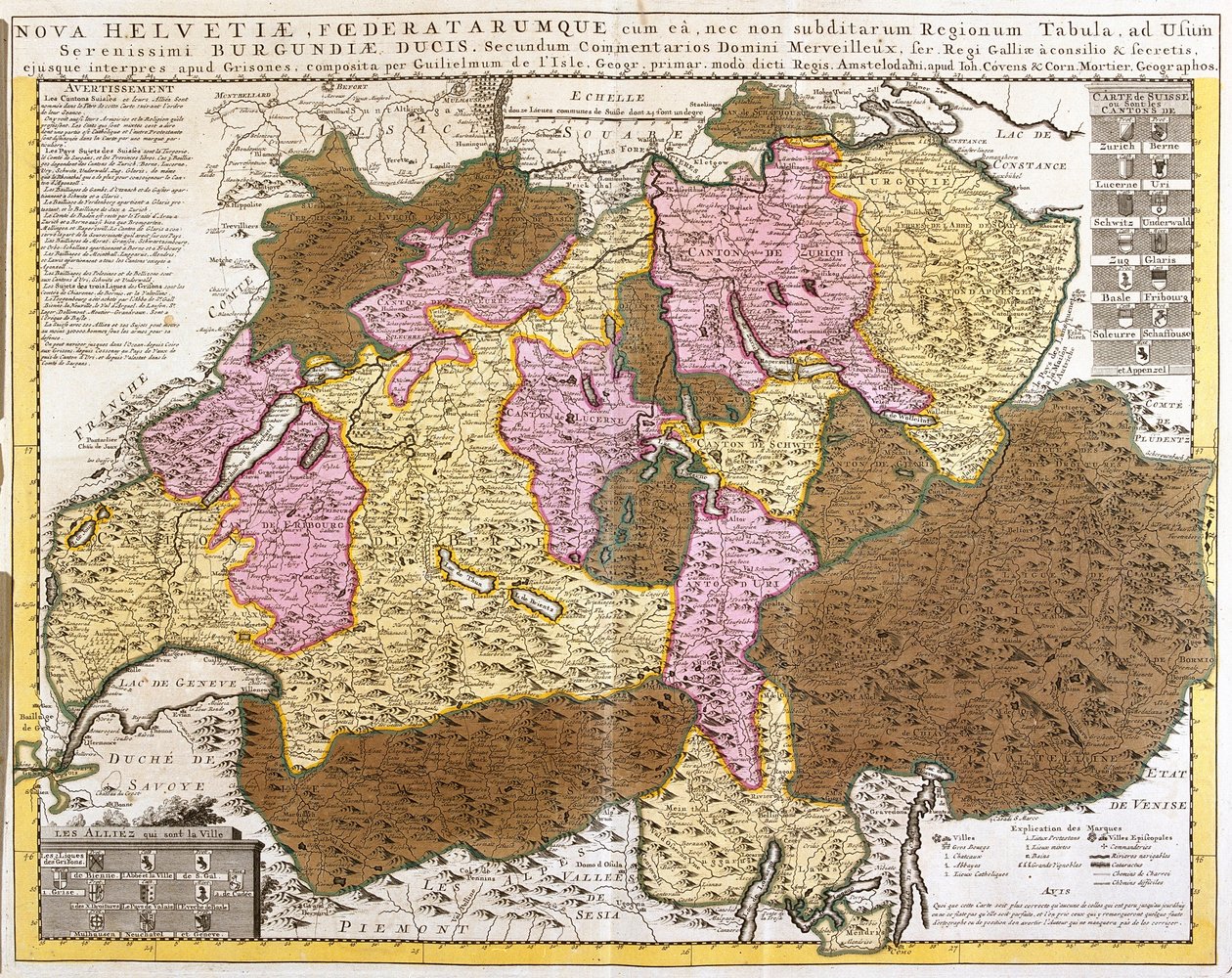 خريطة الاتحاد السويسري (حفر بواسطة غيوم ديليسل