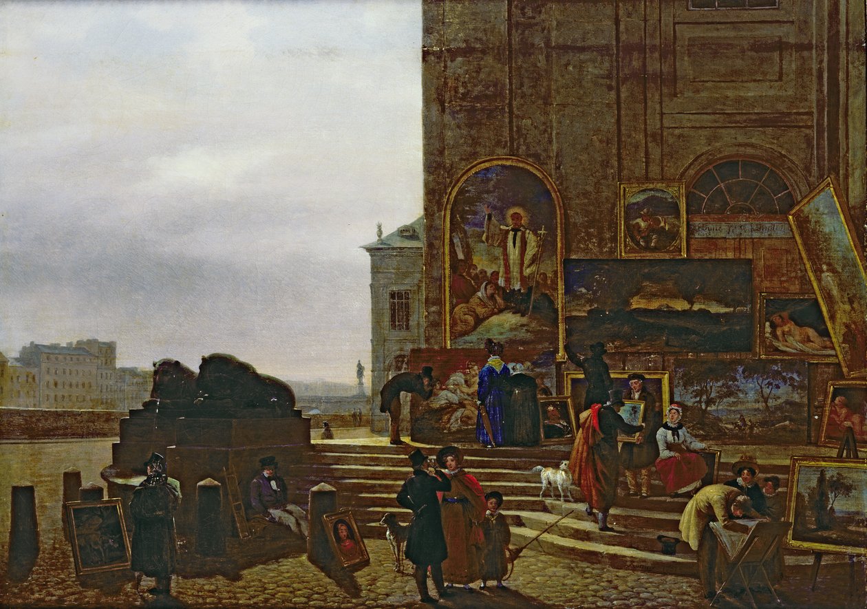 بيع اللوحات خارج معهد فرنسا 1837 بواسطة غيوم فريدريك رونمي