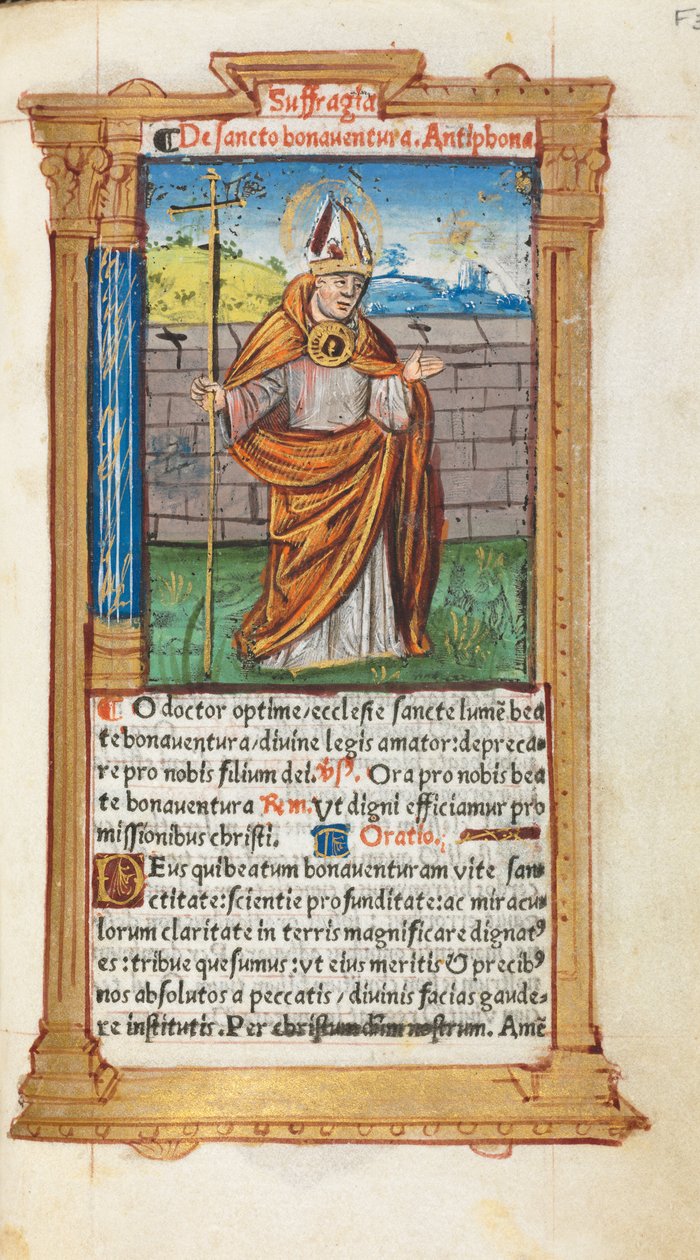 كتاب مطبوع لساعات استخدام روما: fol. 107r ، سانت بونافينتورا ، 1510. بواسطة غيوم لو روج