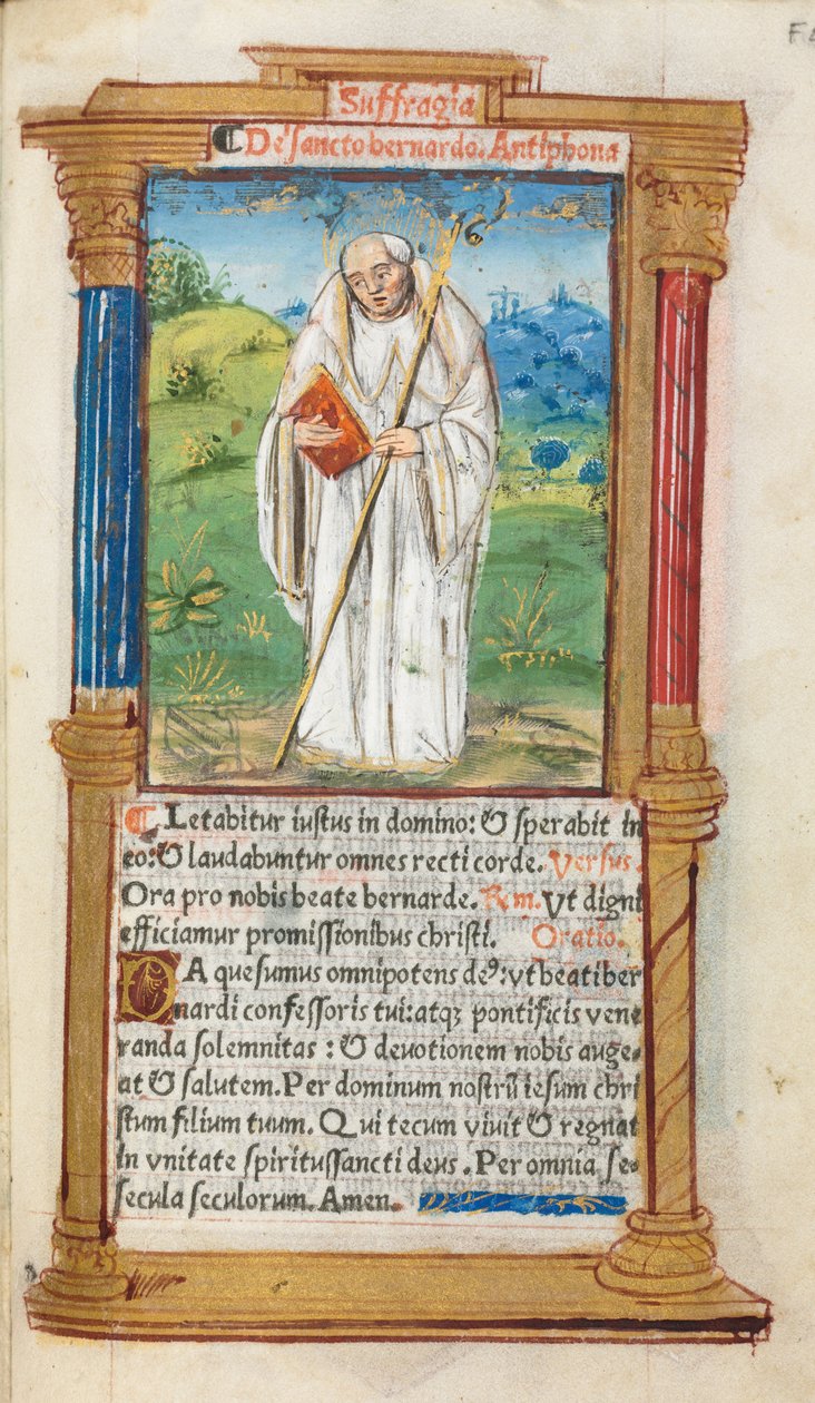 كتاب مطبوع لساعات استخدام روما: fol. 108r ، سانت برنارد كليرفولكس ، 1510. بواسطة غيوم لو روج