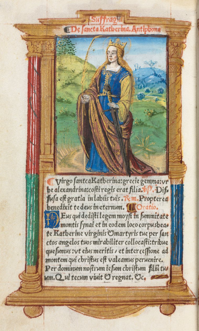 كتاب مطبوع لساعات استخدام روما: fol. 109v ، سانت كاترين ، 1510. بواسطة غيوم لو روج