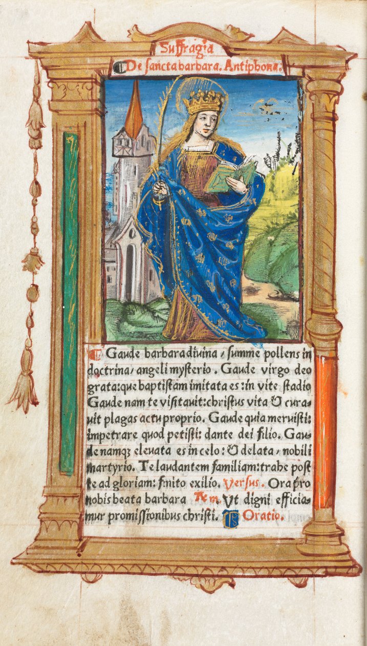 كتاب مطبوع لساعات استخدام روما: fol. 110 فولت ، سانت باربرا ، 1510. بواسطة غيوم لو روج