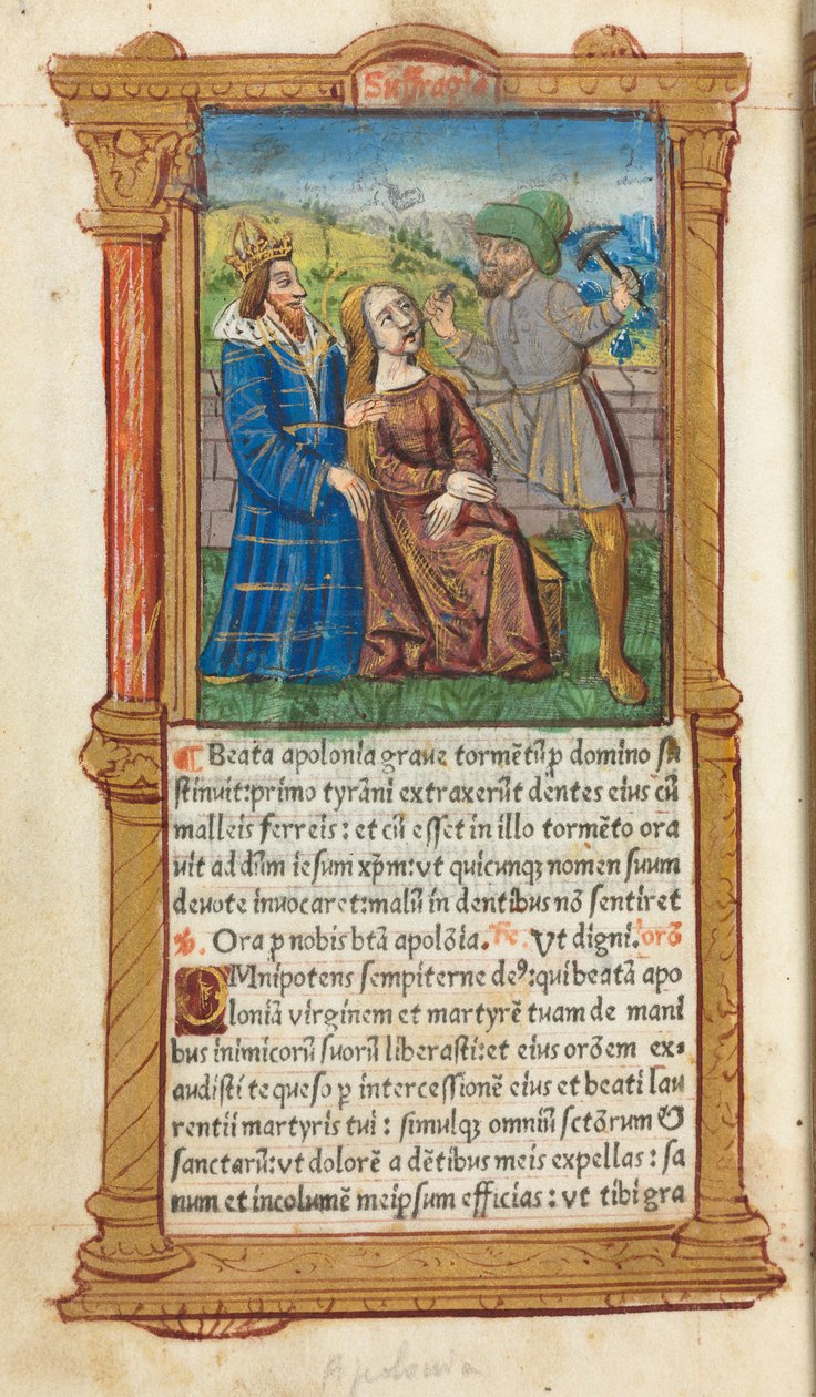 كتاب مطبوع لساعات استخدام روما: fol. 111v ، سانت أبولونيا ، 1510. بواسطة غيوم لو روج