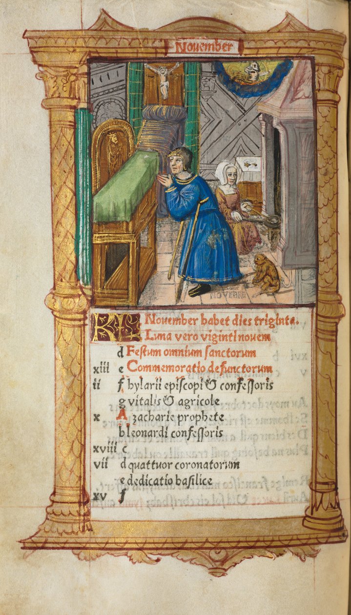 كتاب مطبوع لساعات استخدام روما: fol. 12v ، صفحة تقويم نوفمبر ، 1510. بواسطة غيوم لو روج