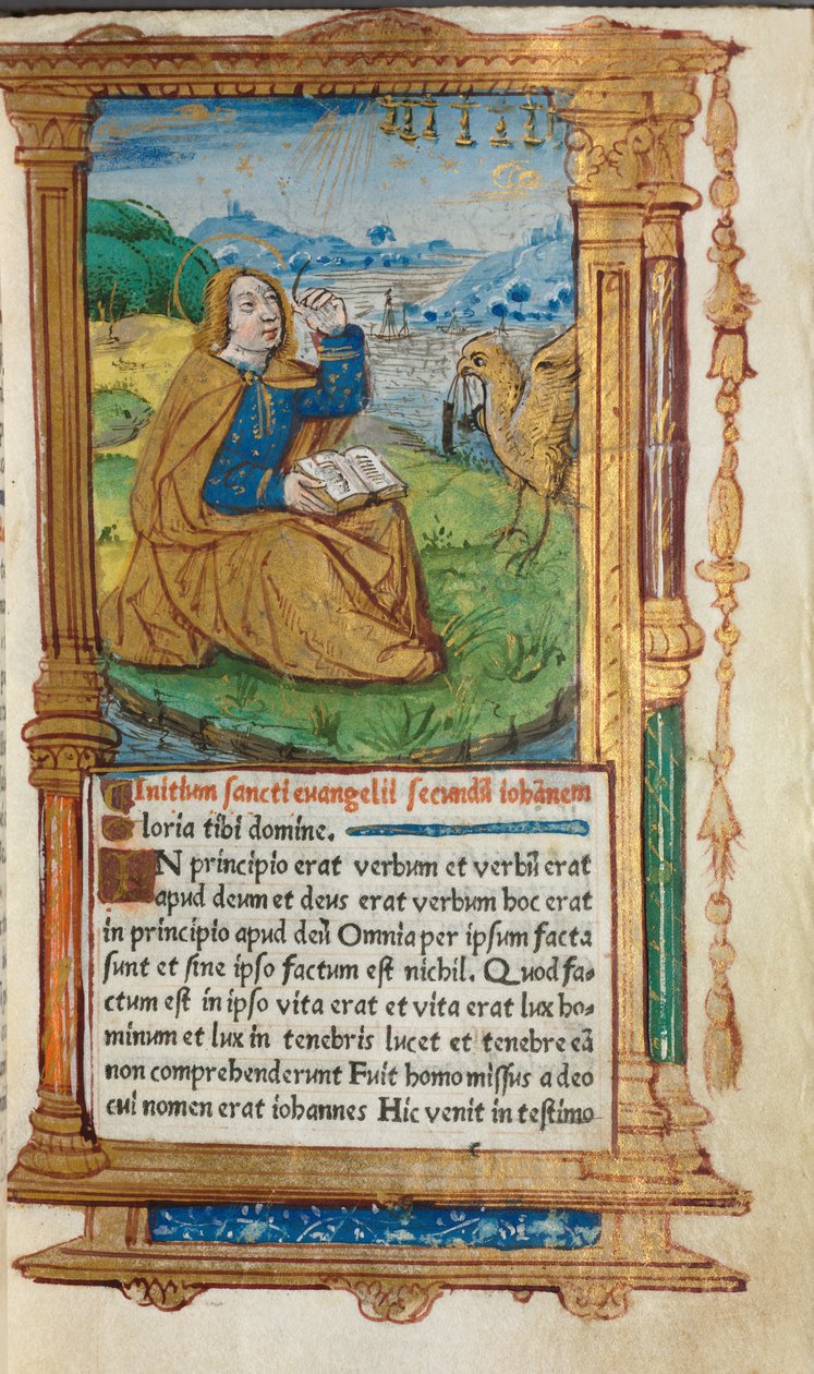 كتاب مطبوع لساعات استخدام روما: fol. 17 و ، سانت جون في باتموس ، 1510. بواسطة غيوم لو روج
