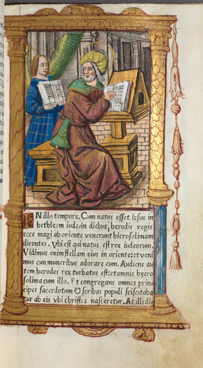 كتاب مطبوع لساعات استخدام روما: fol. 19r ، سانت ماثيو ، 1510. بواسطة غيوم لو روج