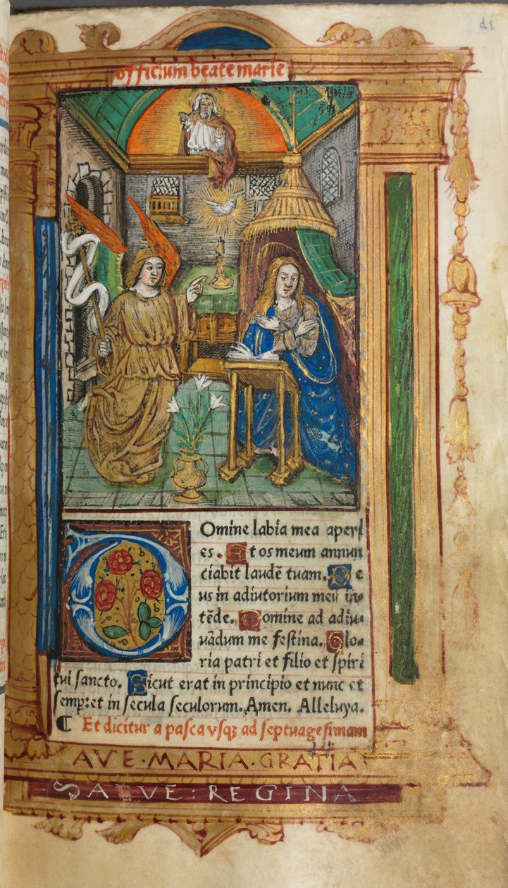كتاب مطبوع لساعات استخدام روما: fol. 25 ص ، البشارة ، 1510. بواسطة غيوم لو روج