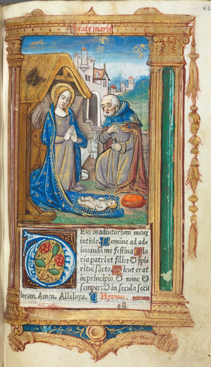 كتاب مطبوع لساعات استخدام روما: fol. 34 و ، الميلاد ، 1510. بواسطة غيوم لو روج