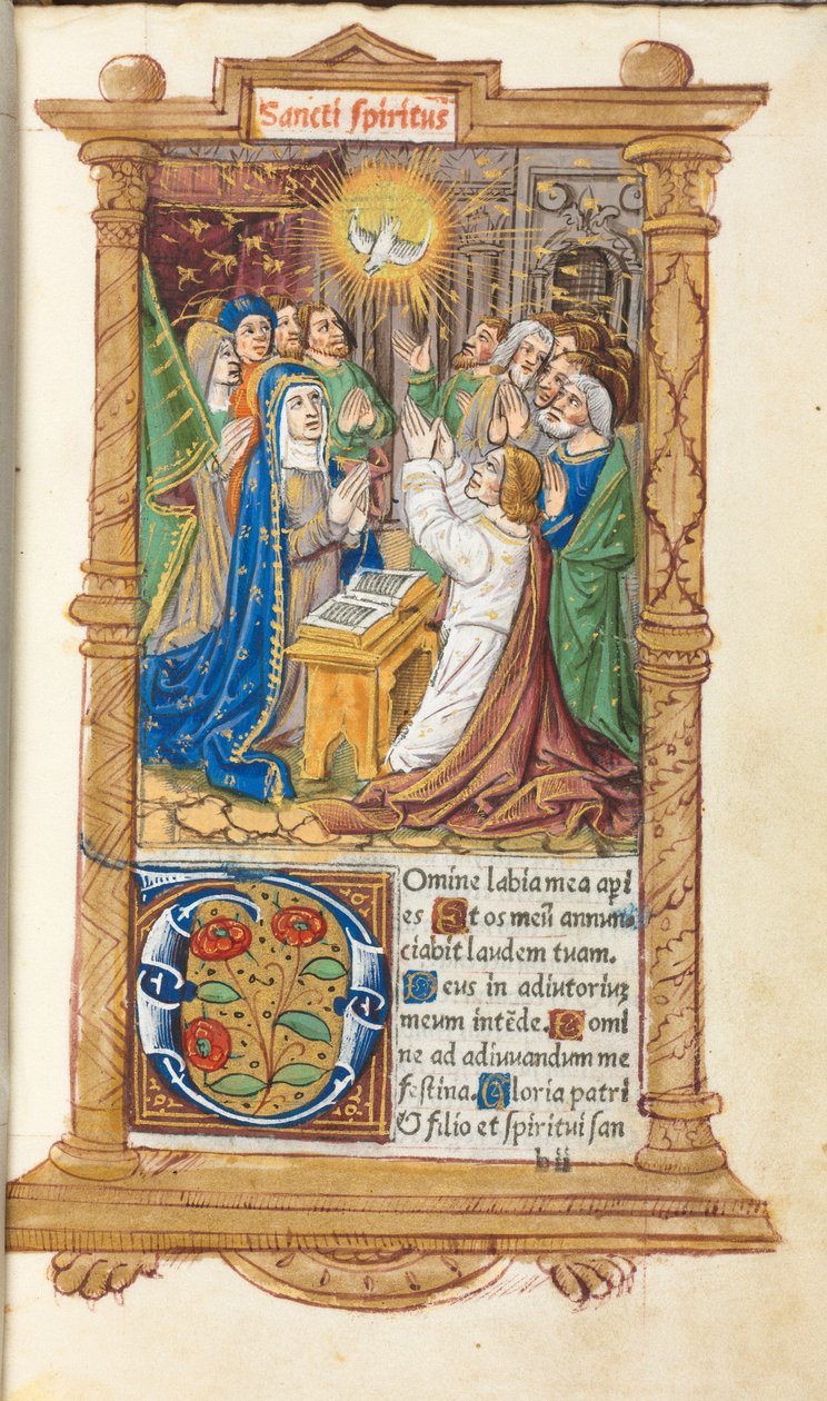 كتاب مطبوع لساعات استخدام روما: fol. 58 و ، عيد العنصرة ، 1510. بواسطة غيوم لو روج