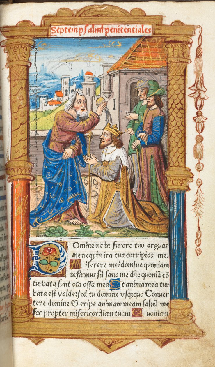 كتاب مطبوع لساعات استخدام روما: fol. 65 و ، ديفيد وصموئيل ، 1510. بواسطة غيوم لو روج