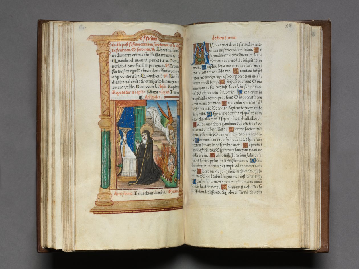 كتاب مطبوع لساعات استخدام روما: fol. 85 ص ، راهبة دومينيكان ، 1510. بواسطة غيوم لو روج