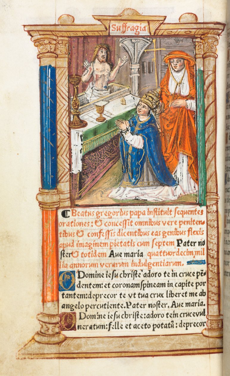 كتاب مطبوع لساعات استخدام روما: fol. 96v قداس القديس غريغوريوس 1510. بواسطة غيوم لو روج