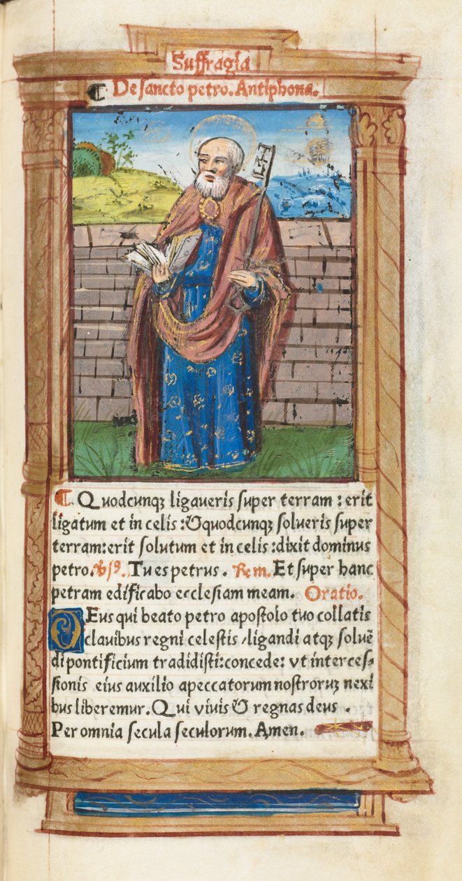 كتاب مطبوع لساعات استخدام روما: fol. 99 و ، القديس بطرس ، 1510. بواسطة غيوم لو روج