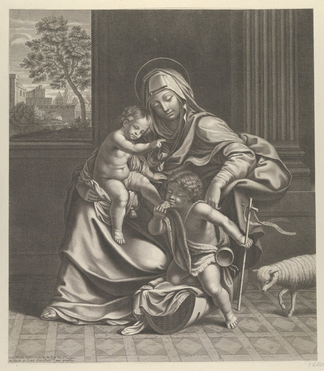 العذراء جالسة مع الرضيع المسيح على حجرها ... ، كاليفورنيا. 1650-1704. بواسطة غيوم فاليت