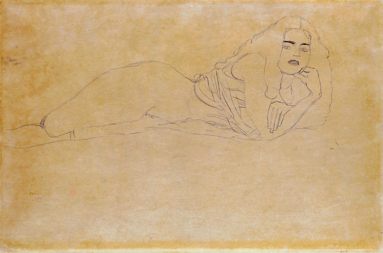 "عارية مستلقية على بطنها إلى اليمين". Portrait d