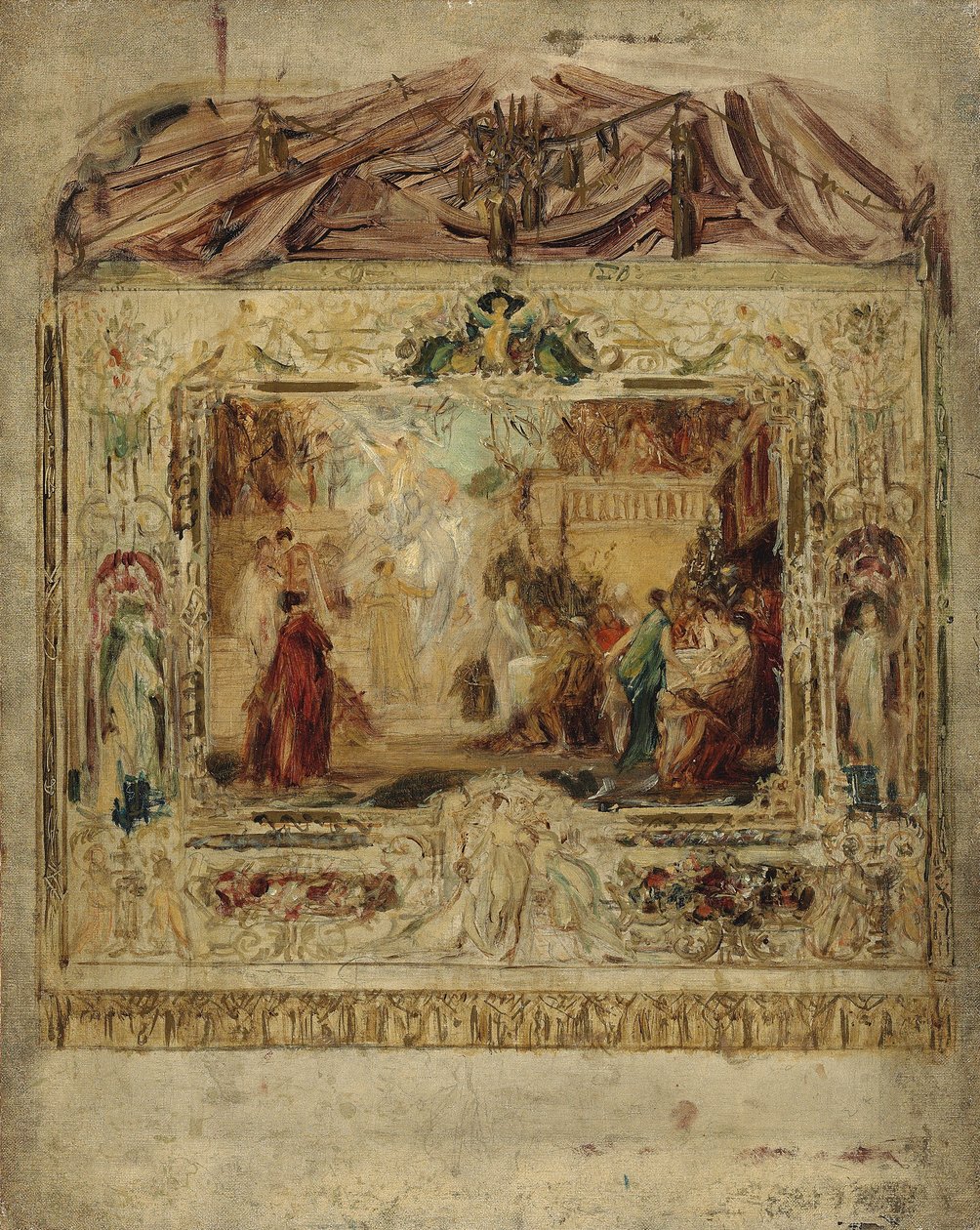 تصميم لستارة مسرح، حوالي 1883-1885 (زيت على قماش) بواسطة غوستاف كليمت