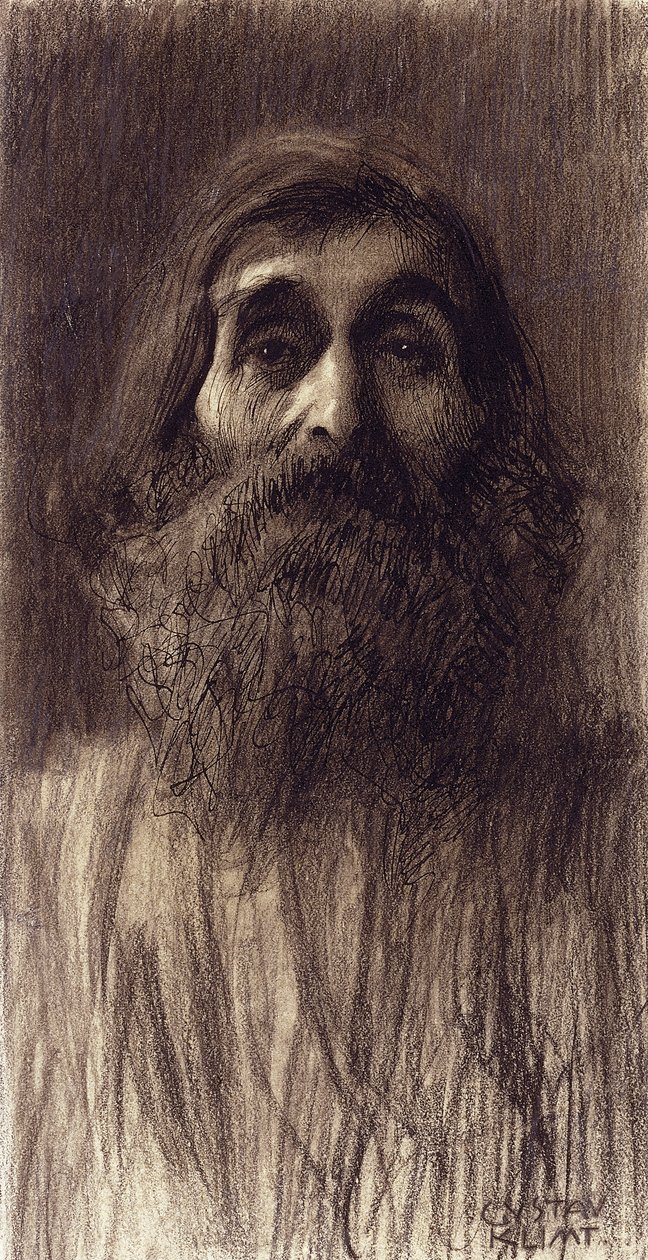 صورة لرجل ملتح. صورة نصفية لثدي بارتيجان من الأمام ، c.1894 بواسطة غوستاف كليمت