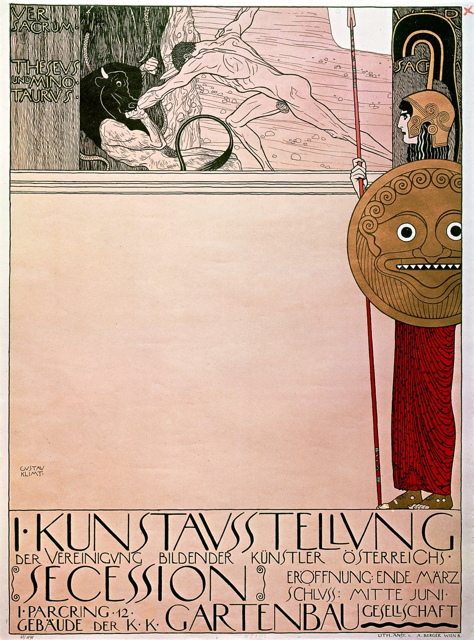 Poster for the first exhibition of the Secession (Theseus and Minotaur) بواسطة غوستاف كليمت