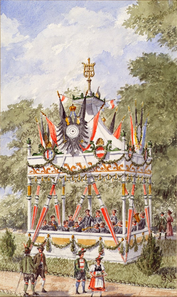 جناح الموسيقى في Wiener Schützenfest في عام 1898 بواسطة جوستاف كورومباي