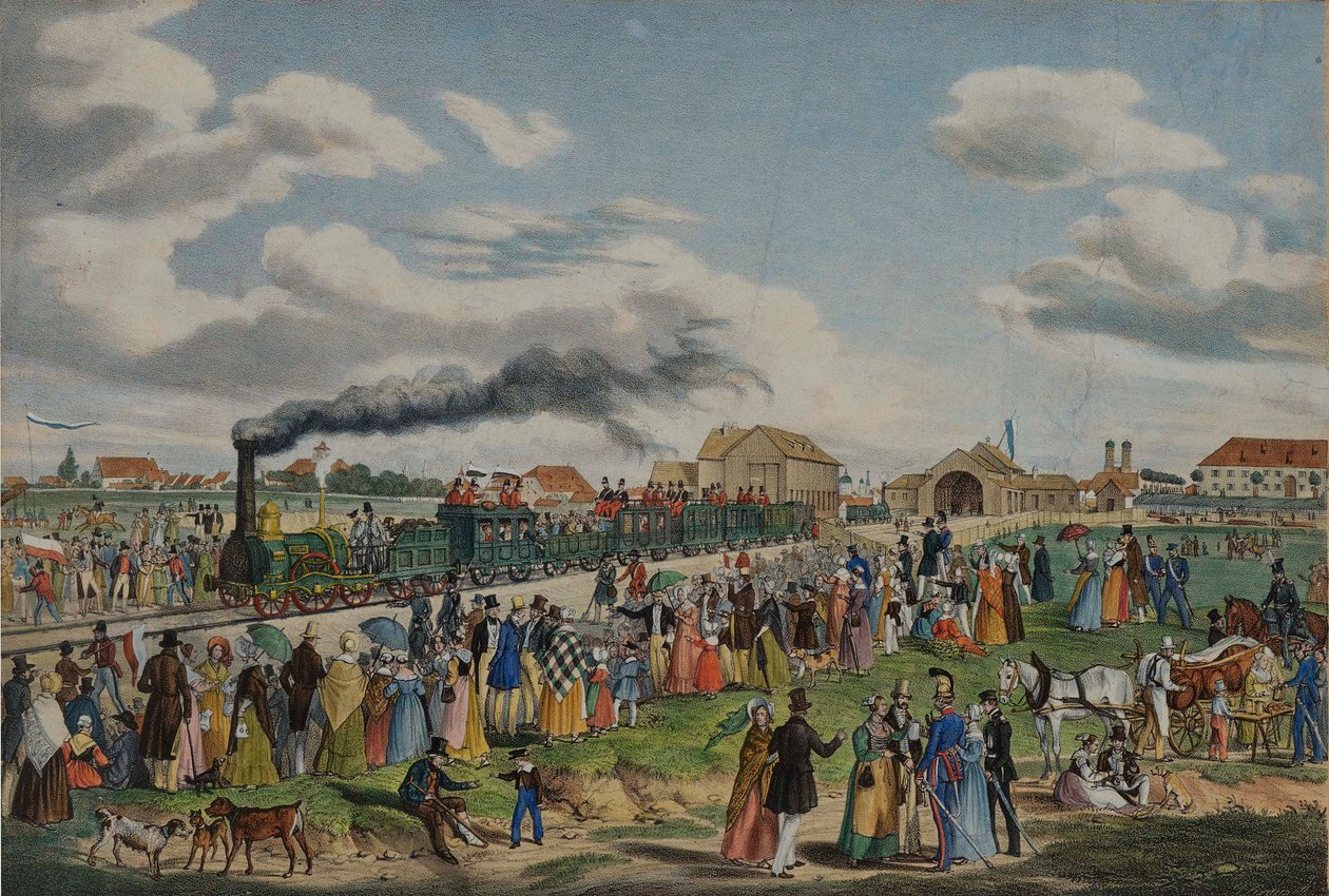 افتتاح خط سكة حديد ميونخ - أوغسبورغ في الأول من سبتمبر 1839 ، 1839. بواسطة جوستاف كراوس