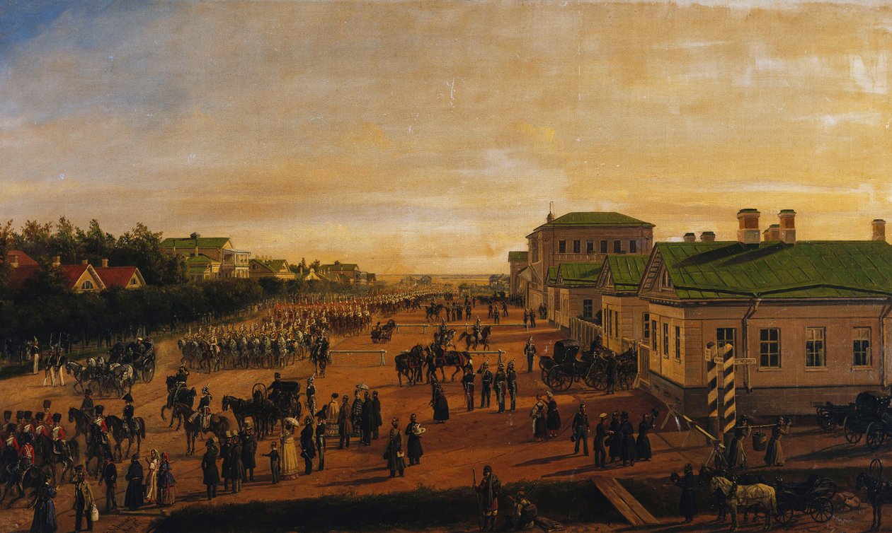 القيصر نيكولاس عائدًا من عرض عسكري في كراسنوي سيلو ، 1848 بواسطة جوستاف شوارز