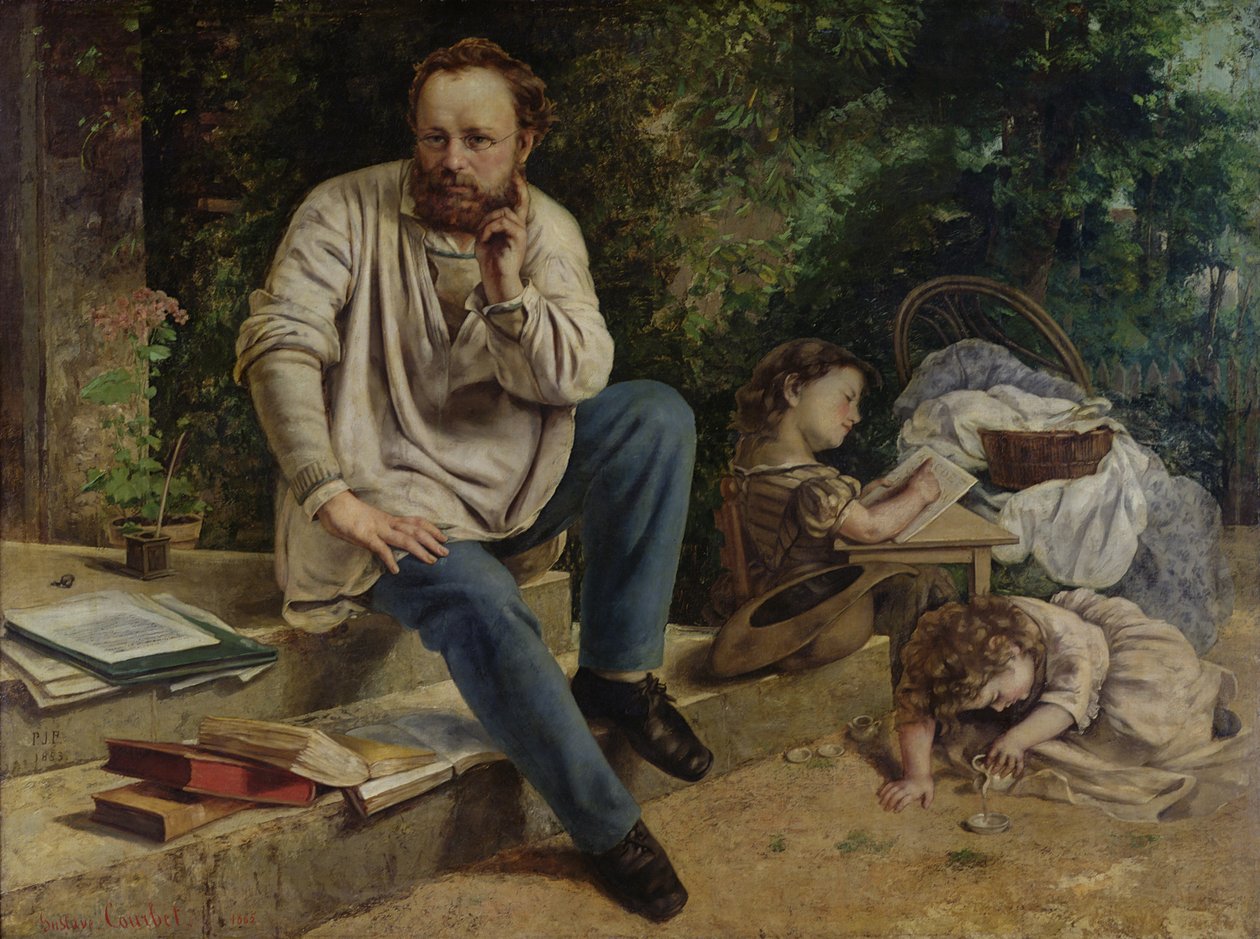 بيير جوزيف برودون (1809-65) وأولاده في 1853 ، 1865 (انظر 99577 لمزيد من التفاصيل) بواسطة غوستاف كوربيت