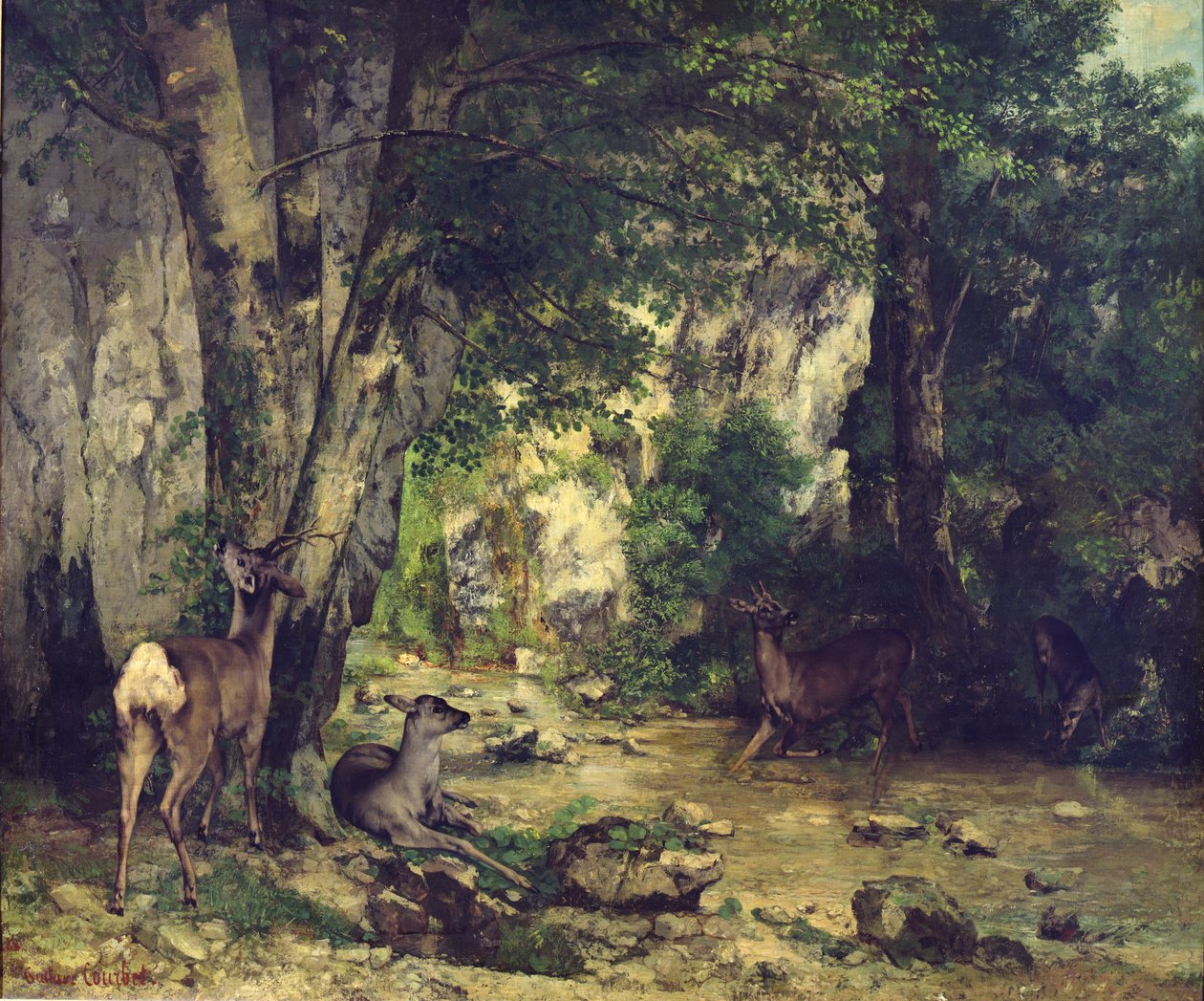 عودة الغزلان إلى النهر في Plaisir-Fontaine ، 1866 بواسطة غوستاف كوربيت