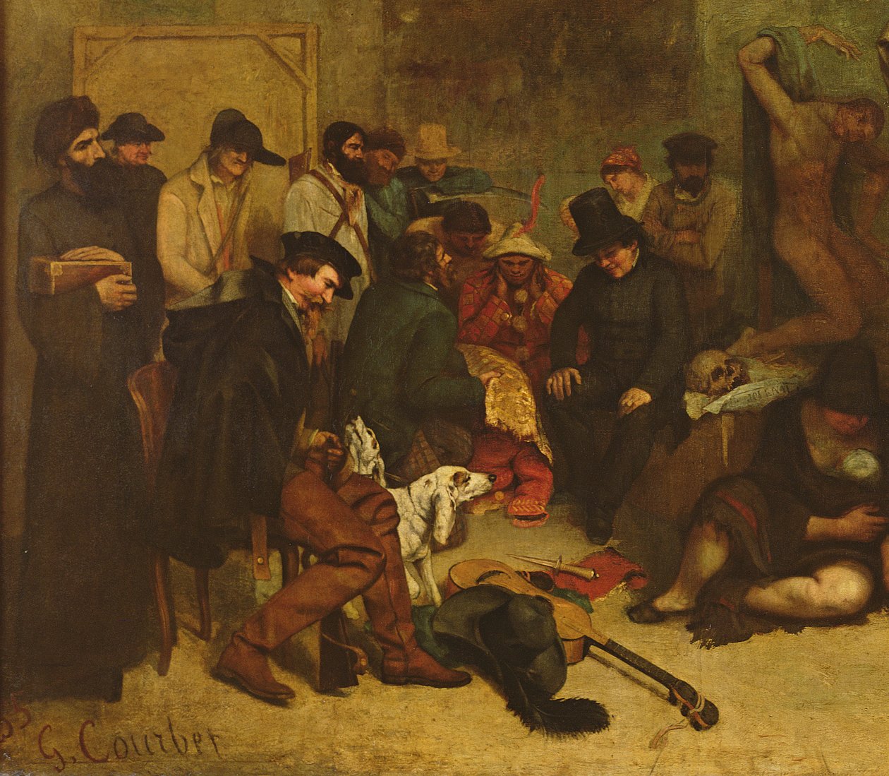 The Studio of the Painter ، a Allegory Real ، 1855 زيت على قماش من 19190 بواسطة غوستاف كوربيت