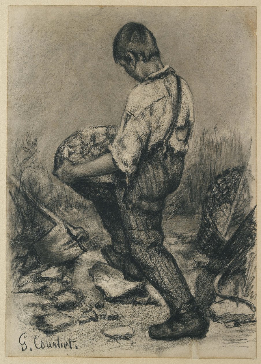 يونغ حجر قواطع ، ج. 1864 - 1865 (قلم تلوين أسود على ورق نسج أبيض باهت) بواسطة غوستاف كوربيت
