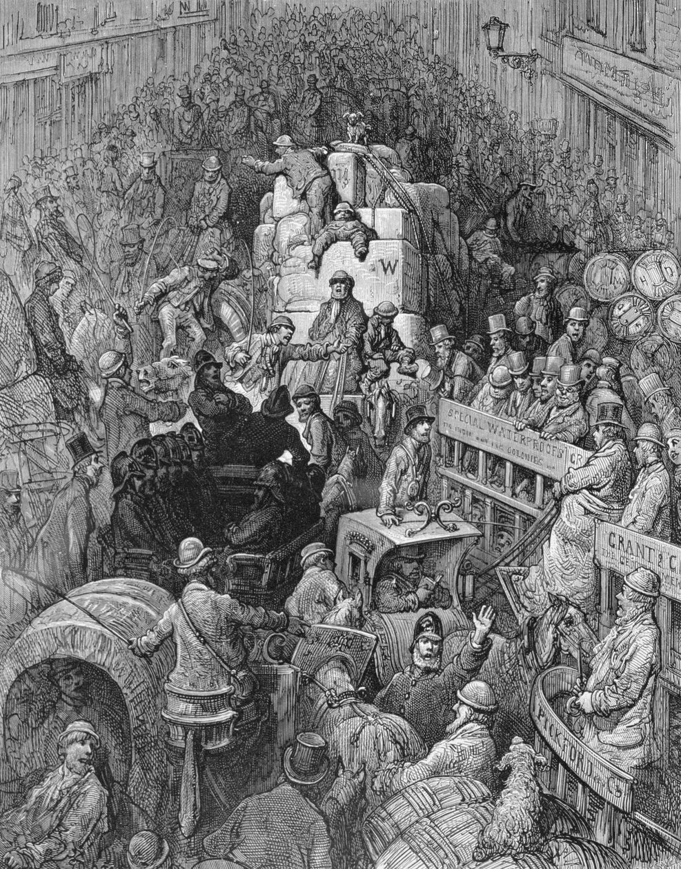 طريق المدينة ، من "لندن ، رحلة حج" ، كتبها ويليام بلانشارد جيرولد (1826-1884) ، منقوش من قبل رغبة ماثيو كويسنيل ، حانة. 1872 بواسطة غوستاف دور