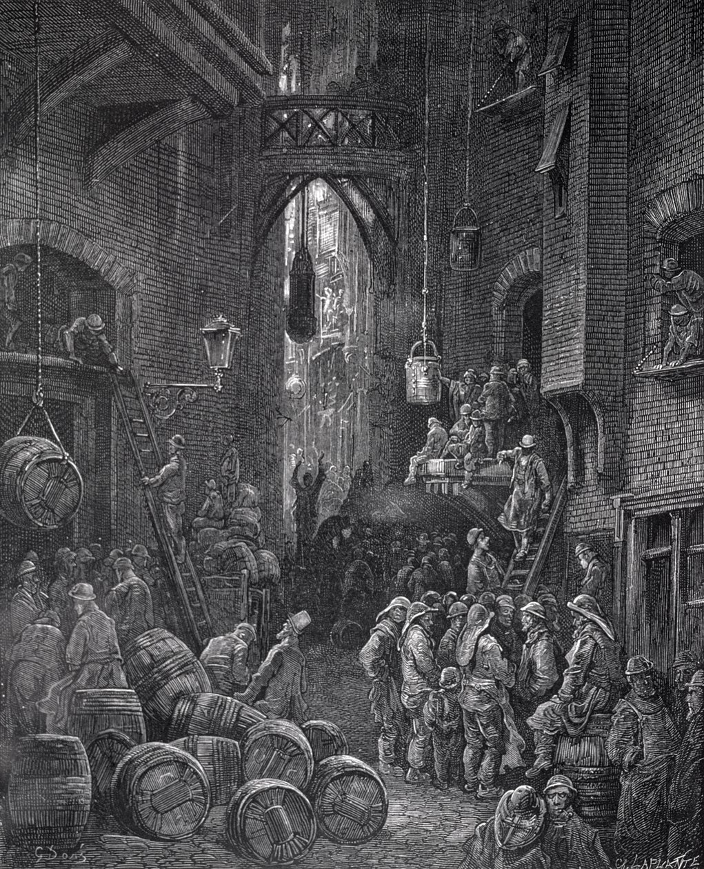 شارع ريفرسايد ، من "لندن ، رحلة حج" كتبها ويليام بلانشارد جيرولد (1826-1884) ، نقشها تشارلز ليبلانت (ت 1903) ، حانة. 1872 بواسطة غوستاف دور