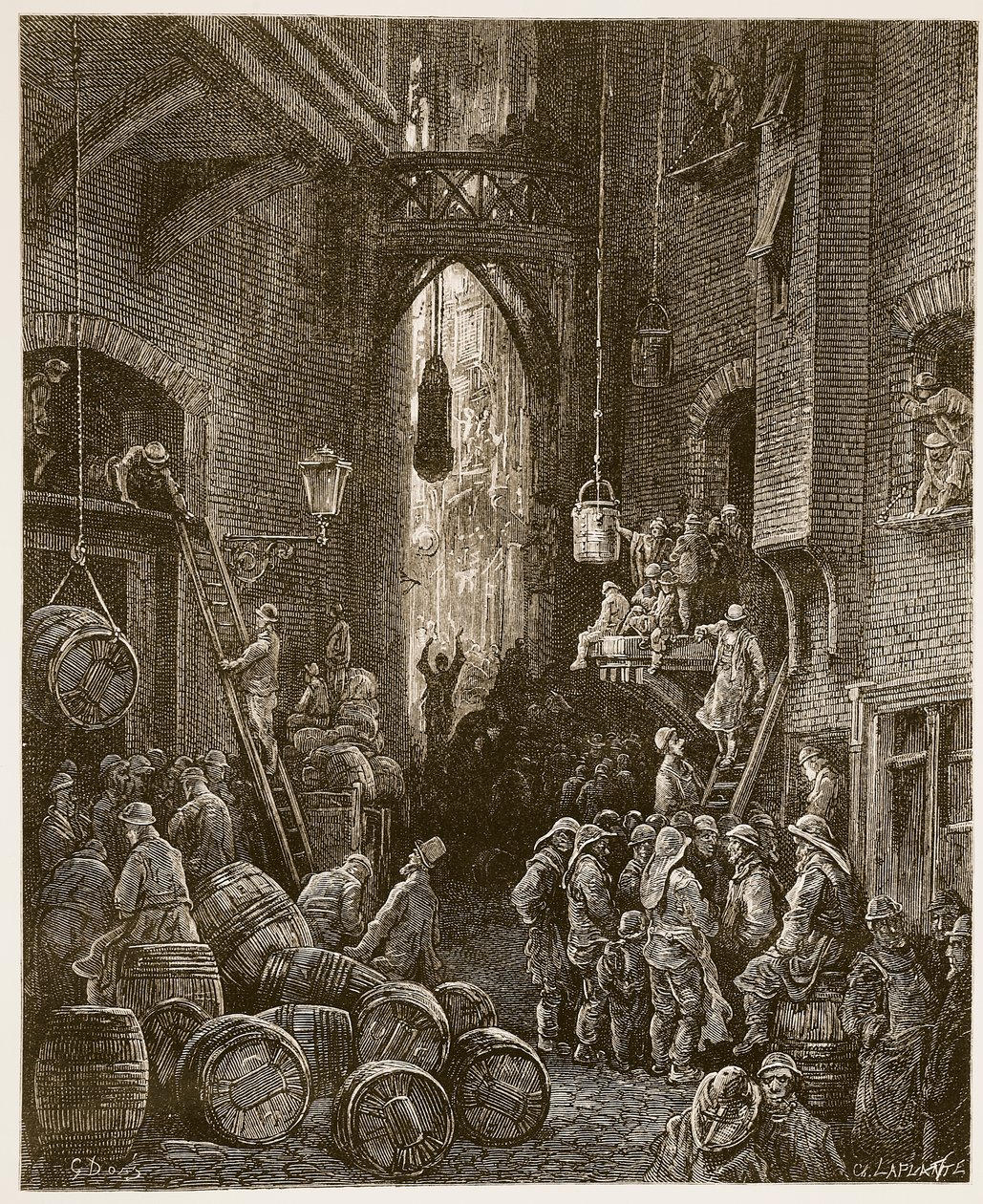 شارع ريفرسايد ، من "لندن ، رحلة حج" ، كتبه ويليام بلانشارد جيرولد (1826-1884) دون نقش بواسطة حانة تشارلز لابلانت (ت 1903). 1872 بواسطة غوستاف دور