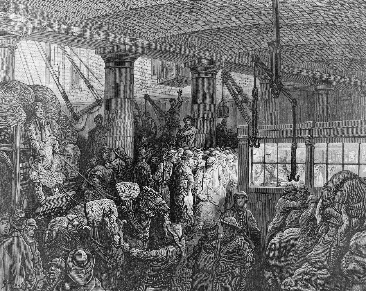 شارع ريفرسايد ، من "لندن ، رحلة حج" ، كتبه ويليام بلانشارد جيرولد (1826-1884) دون نقش بواسطة حانة تشارلز لابلانت (ت 1903). 1872 بواسطة غوستاف دور