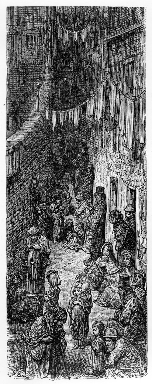 شارع في وايت تشابل ، من "لندن ، رحلة حج" بقلم ويليام بلانشارد جيرولد ، 1872 بواسطة غوستاف دور
