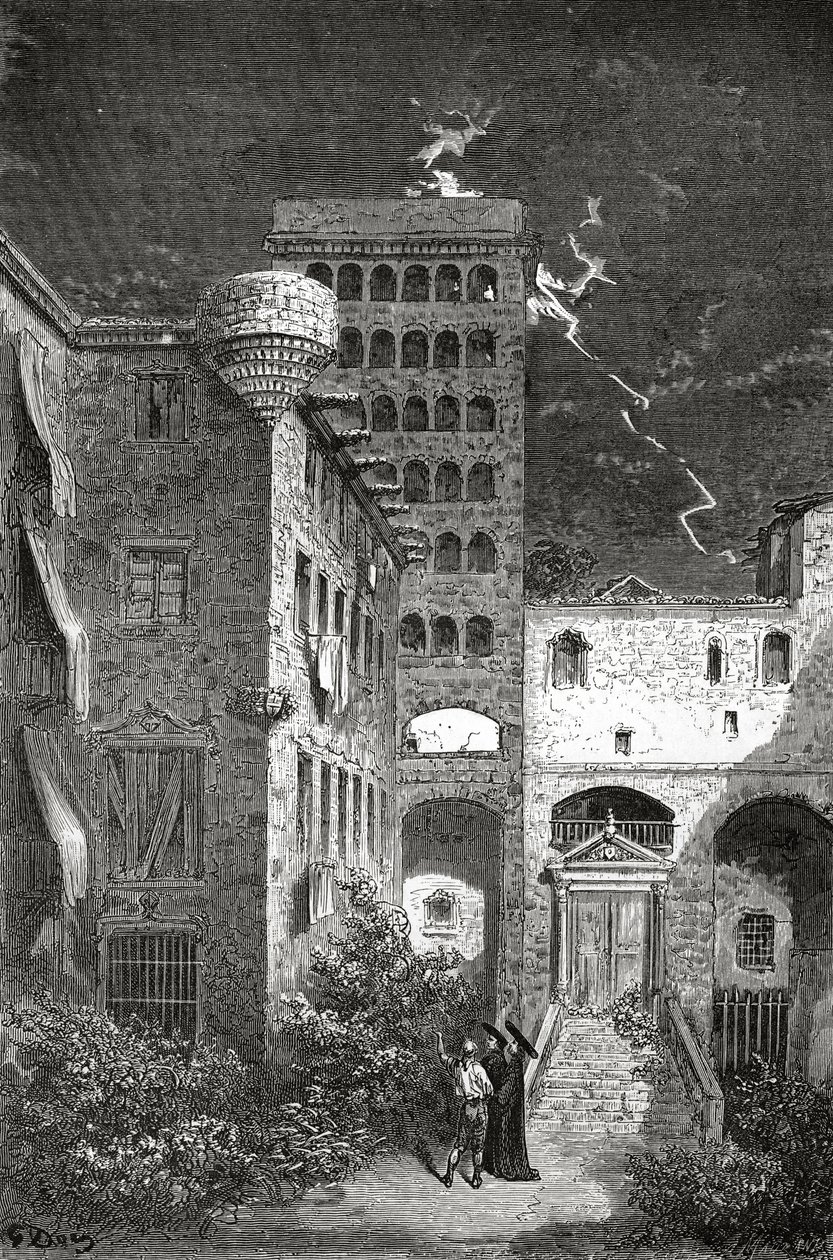 سجن محاكم التفتيش في برشلونة ، صورة توضيحية من مجلة "Le Tour du Monde" ، 1862 بواسطة غوستاف دور