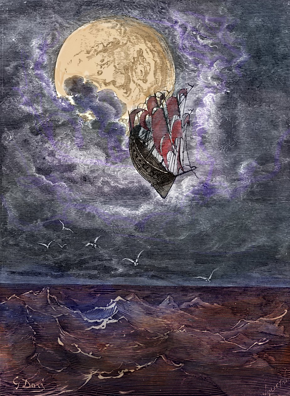 Baron Münchausen: رحلة إلى القمر ، بواسطة Doré. بواسطة غوستاف دور
