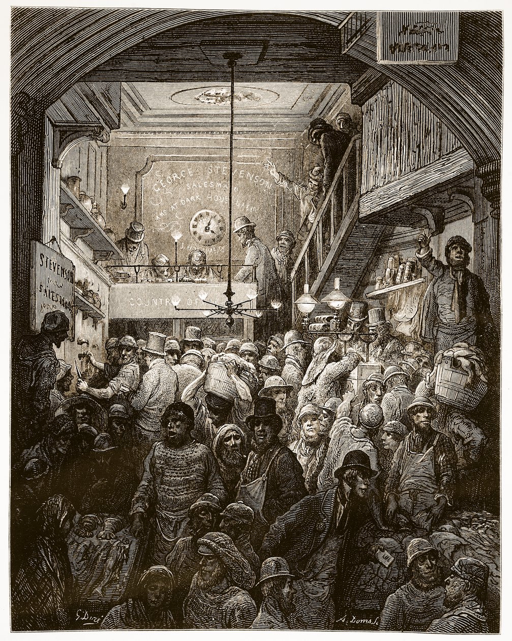 Billingsgate - الصباح الباكر ، من "لندن ، رحلة حج" ، كتبها ويليام بلانشارد جيرولد (1826-1884) بدون نقش A. Doms ، 1872 بواسطة غوستاف دور